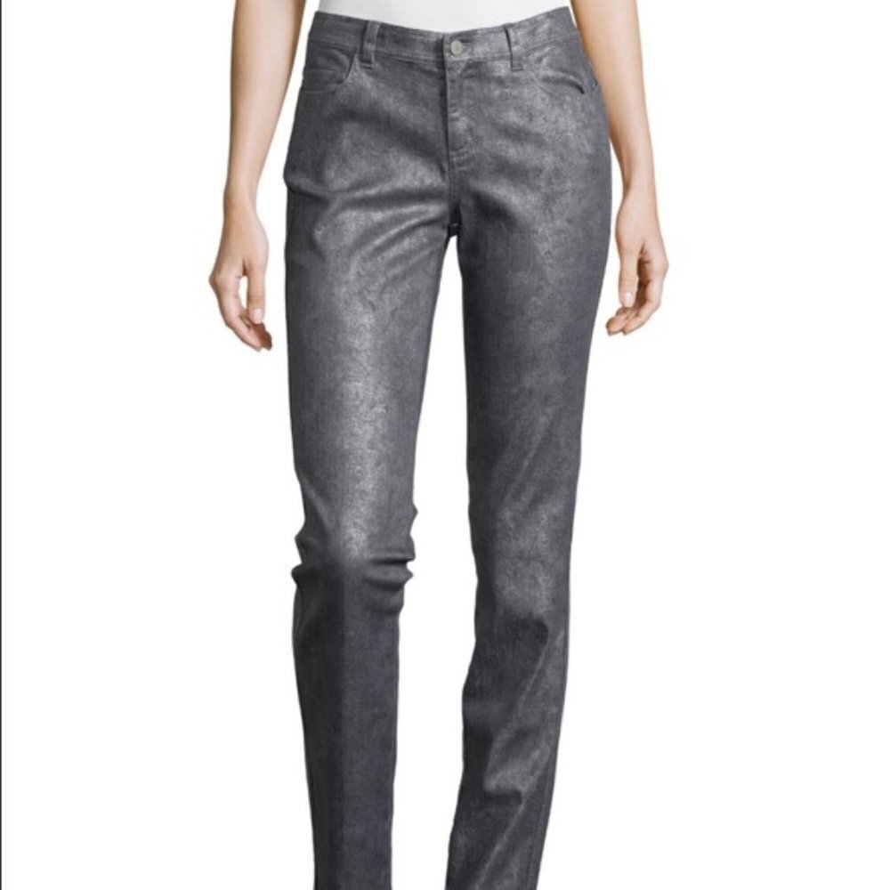 ✅ Lafayette 148 Rain‎ 5 Pocket Metallic Skinny Jeans SIZE 6
